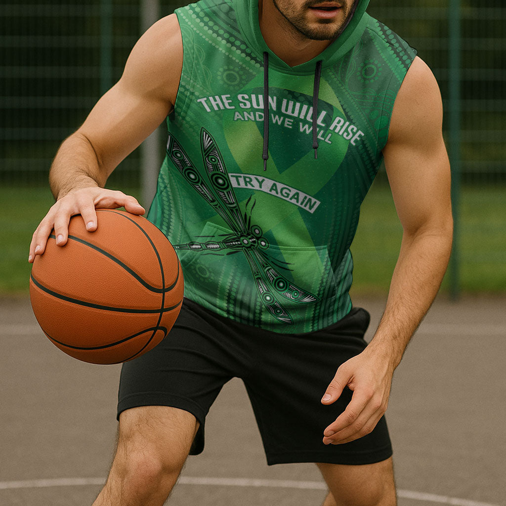 Mental Health Awareness Personalised Sleeveless Hoodie The Sun Will Rise And We Will Try Again