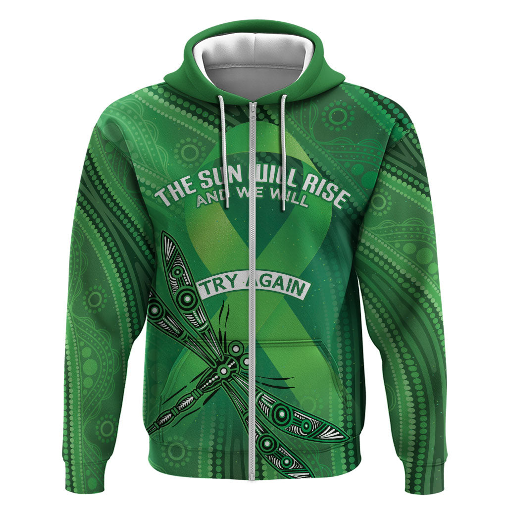 Mental Health Awareness Personalised Zip Hoodie The Sun Will Rise And We Will Try Again