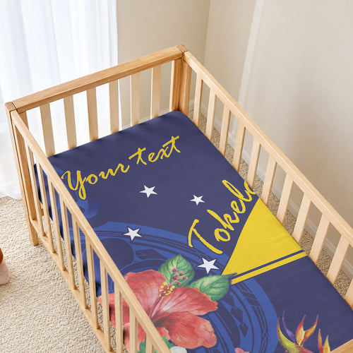Personalised Tokelau Tropical Hibiscus Baby Bed Cover With Polynesian Plumeria Tattoo