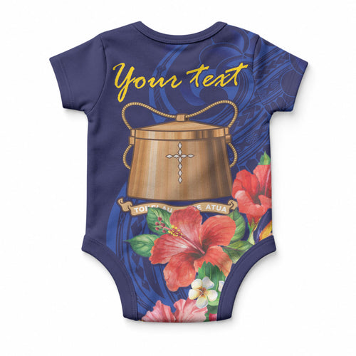 Personalised Tokelau Tropical Hibiscus Baby Onesie With Polynesian Plumeria Tattoo