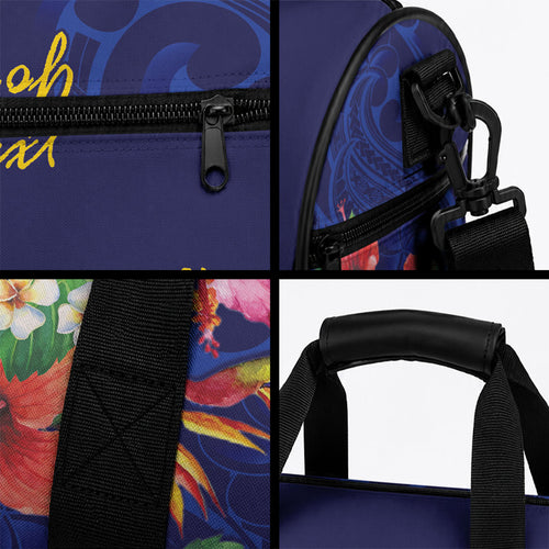 Personalised Tokelau Tropical Hibiscus Duffle Bag With Polynesian Plumeria Tattoo