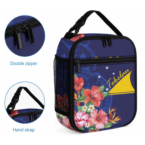 Personalised Tokelau Tropical Hibiscus Lunch Bag With Polynesian Plumeria Tattoo