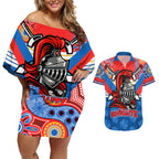 nrl-knight-couples-matching-off-shoulder-short-dress-and-hawaiian-shirt-proud-newcastle-aboriginal-vibe