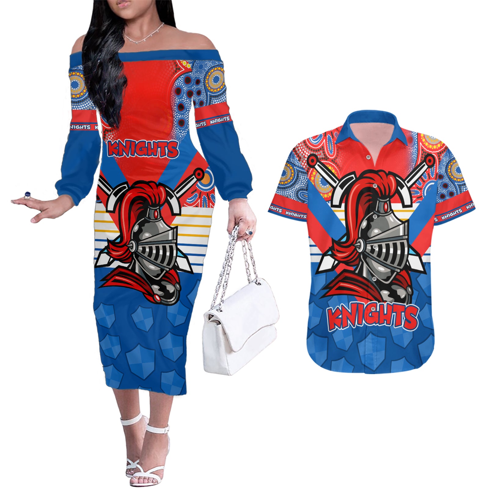 nrl-knight-couples-matching-off-the-shoulder-long-sleeve-dress-and-hawaiian-shirt-proud-newcastle-aboriginal-vibe