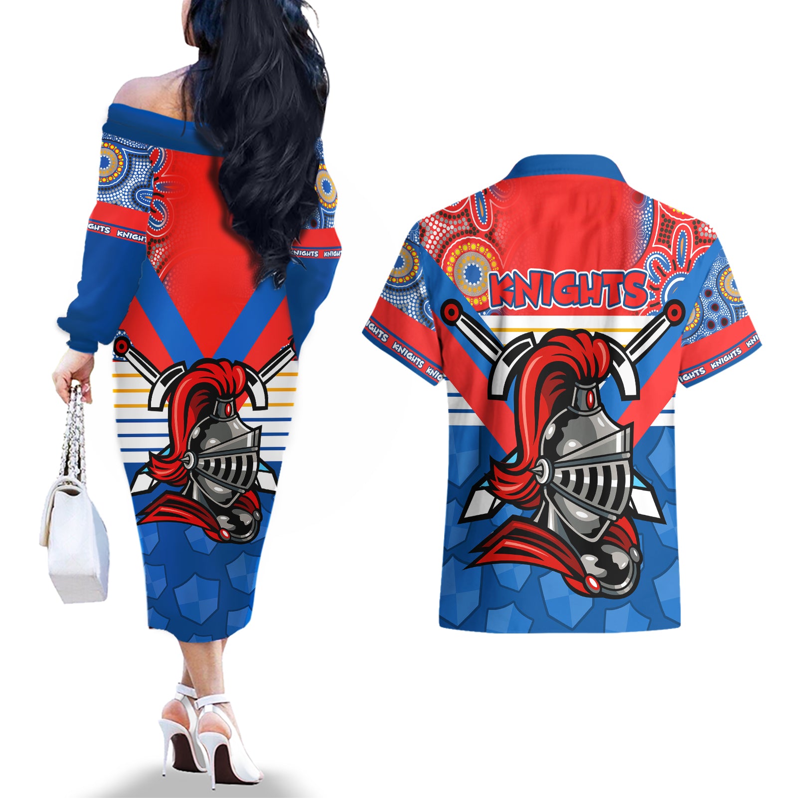 nrl-knight-couples-matching-off-the-shoulder-long-sleeve-dress-and-hawaiian-shirt-proud-newcastle-aboriginal-vibe