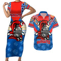 nrl-knight-couples-matching-short-sleeve-bodycon-dress-and-hawaiian-shirt-proud-newcastle-aboriginal-vibe