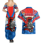 nrl-knight-couples-matching-summer-maxi-dress-and-hawaiian-shirt-proud-newcastle-aboriginal-vibe