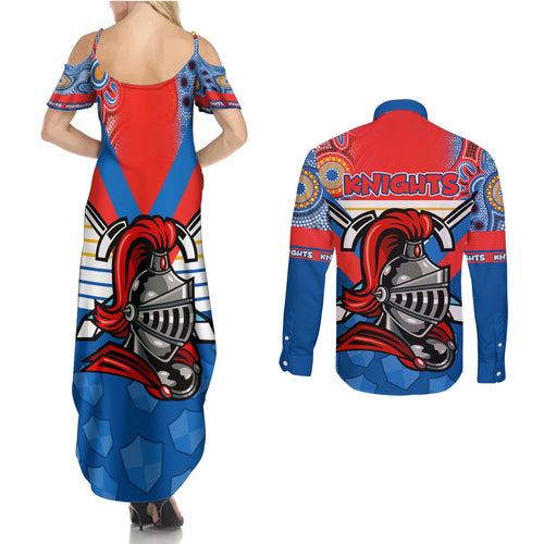 nrl-knight-couples-matching-summer-maxi-dress-and-long-sleeve-button-shirts-proud-newcastle-aboriginal-vibe