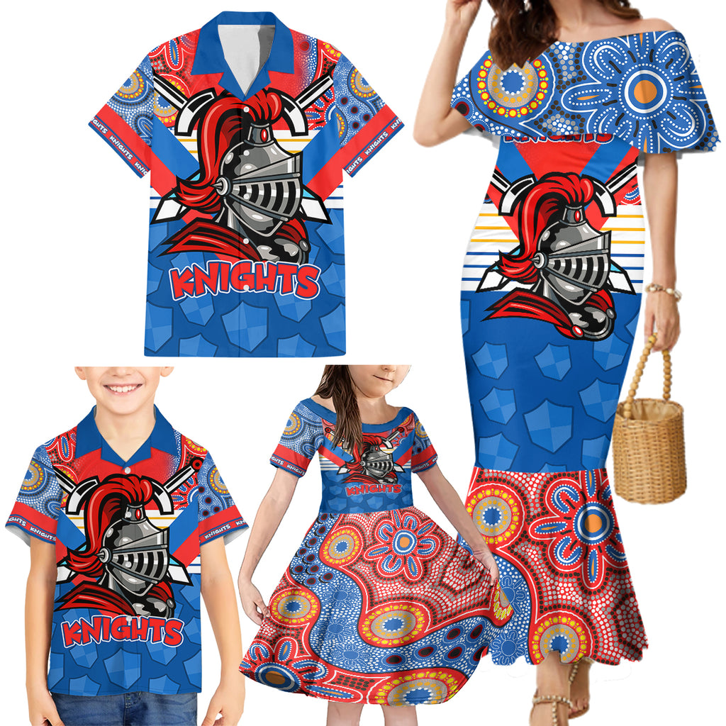 nrl-knight-family-matching-mermaid-dress-and-hawaiian-shirt-proud-newcastle-aboriginal-vibe
