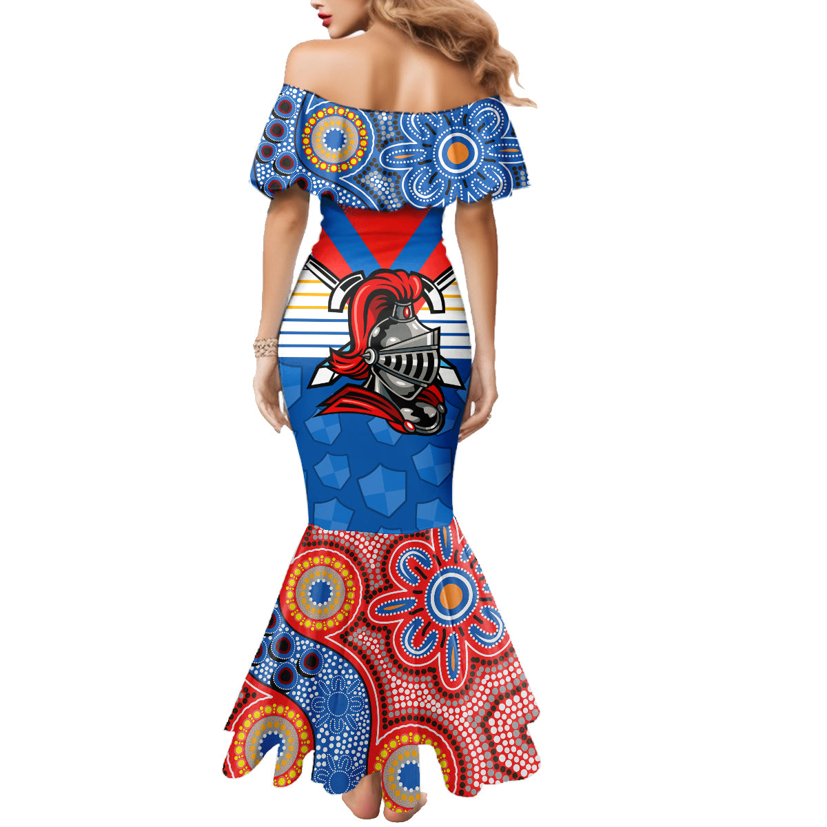 nrl-knight-family-matching-mermaid-dress-and-hawaiian-shirt-proud-newcastle-aboriginal-vibe