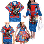 nrl-knight-family-matching-off-shoulder-long-sleeve-dress-and-hawaiian-shirt-proud-newcastle-aboriginal-vibe