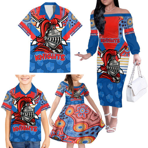 nrl-knight-family-matching-off-shoulder-long-sleeve-dress-and-hawaiian-shirt-proud-newcastle-aboriginal-vibe