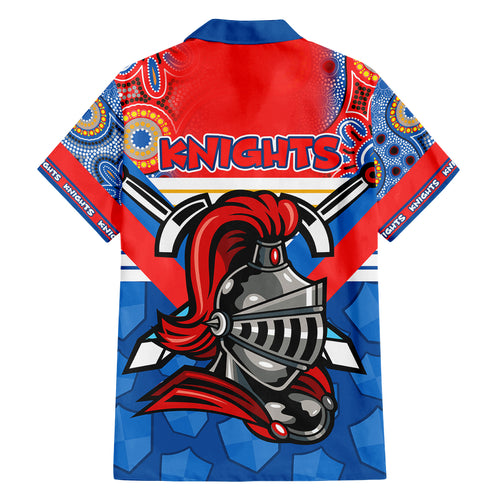 nrl-knight-family-matching-off-shoulder-long-sleeve-dress-and-hawaiian-shirt-proud-newcastle-aboriginal-vibe