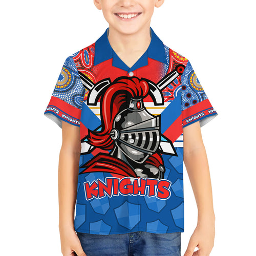 nrl-knight-family-matching-off-shoulder-short-dress-and-hawaiian-shirt-proud-newcastle-aboriginal-vibe