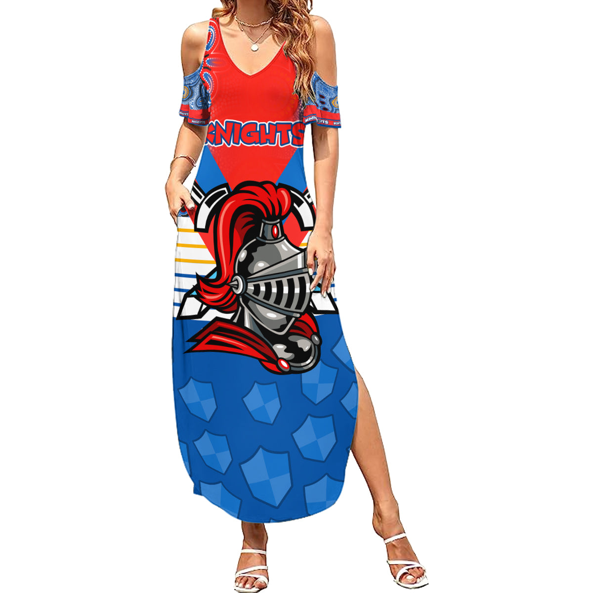 nrl-knight-family-matching-summer-maxi-dress-and-hawaiian-shirt-proud-newcastle-aboriginal-vibe