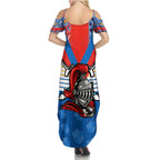 nrl-knight-family-matching-summer-maxi-dress-and-hawaiian-shirt-proud-newcastle-aboriginal-vibe