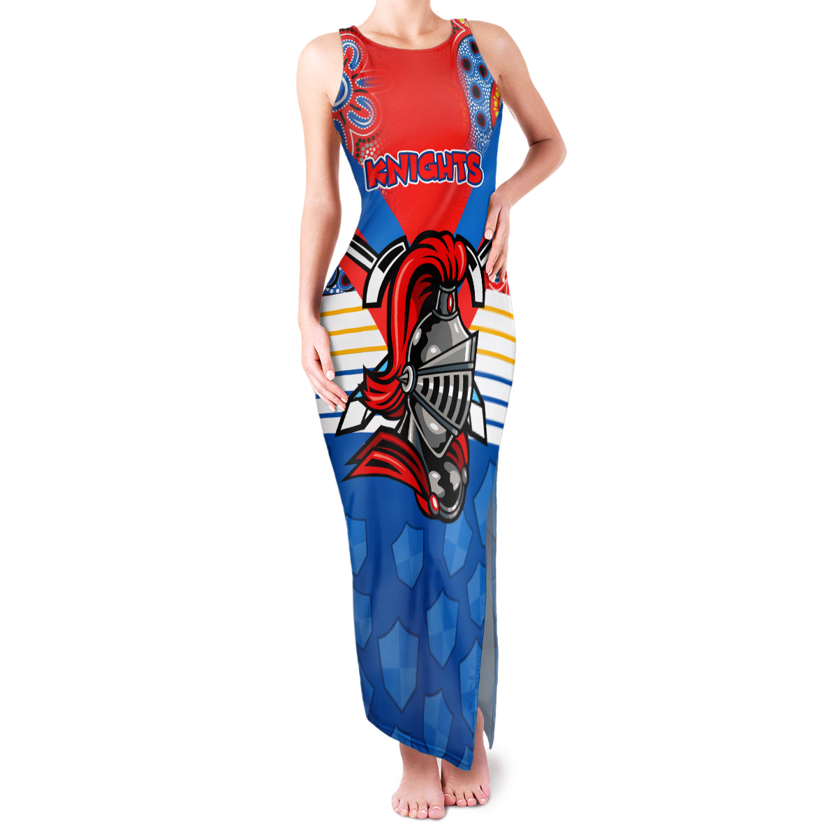nrl-knight-family-matching-tank-maxi-dress-and-hawaiian-shirt-proud-newcastle-aboriginal-vibe