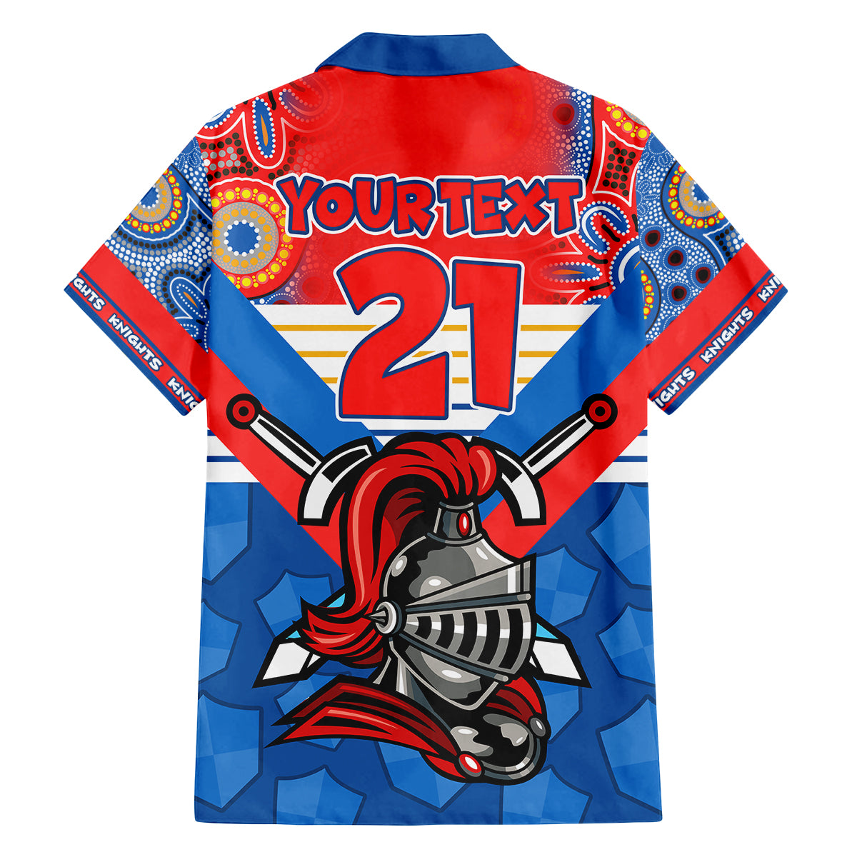 custom-nrl-knight-family-matching-off-shoulder-short-dress-and-hawaiian-shirt-proud-newcastle-aboriginal-vibe