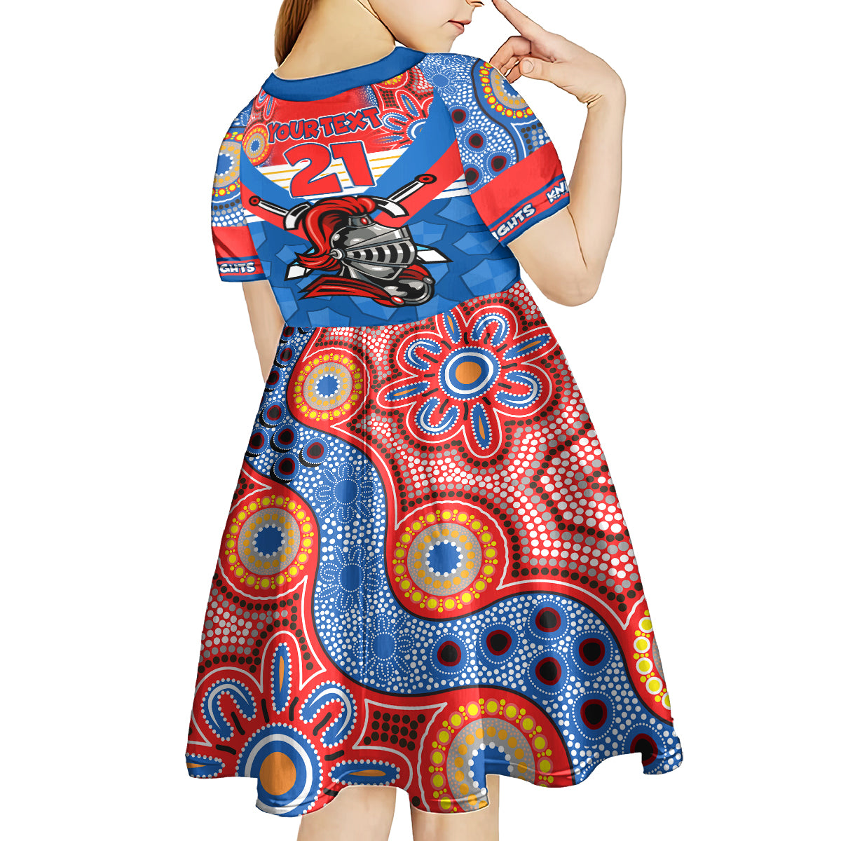custom-nrl-knight-kid-short-sleeve-dress-proud-newcastle-aboriginal-vibe