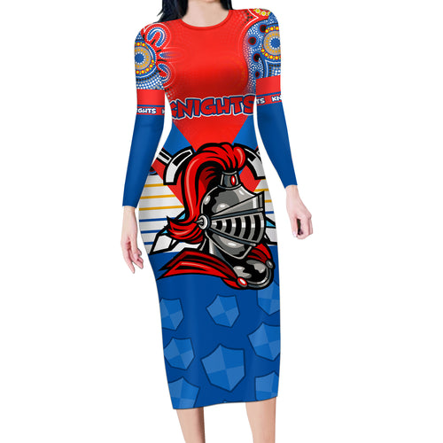 custom-nrl-knight-long-sleeve-bodycon-dress-proud-newcastle-aboriginal-vibe