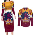 nrl-broncos-champions-2023-couples-matching-long-sleeve-bodycon-dress-and-long-sleeve-button-shirts-proud-newcastle-aboriginal-vibe