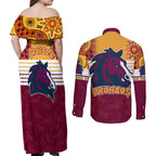nrl-broncos-champions-2023-couples-matching-off-shoulder-maxi-dress-and-long-sleeve-button-shirts-proud-newcastle-aboriginal-vibe
