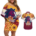 nrl-broncos-champions-2023-couples-matching-off-shoulder-short-dress-and-hawaiian-shirt-proud-newcastle-aboriginal-vibe