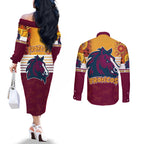 nrl-broncos-champions-2023-couples-matching-off-the-shoulder-long-sleeve-dress-and-long-sleeve-button-shirts-proud-newcastle-aboriginal-vibe