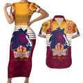 nrl-broncos-champions-2023-couples-matching-short-sleeve-bodycon-dress-and-hawaiian-shirt-proud-newcastle-aboriginal-vibe