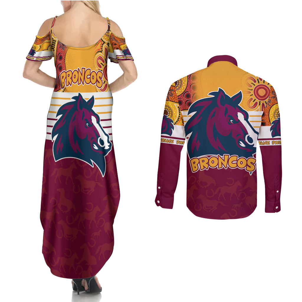 nrl-broncos-champions-2023-couples-matching-summer-maxi-dress-and-long-sleeve-button-shirts-proud-newcastle-aboriginal-vibe