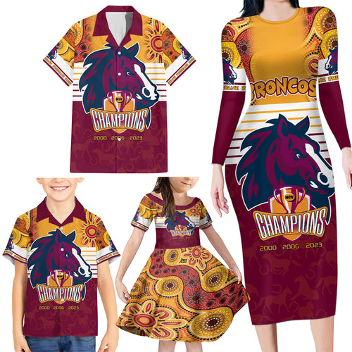 nrl-broncos-champions-2023-family-matching-long-sleeve-bodycon-dress-and-hawaiian-shirt-proud-newcastle-aboriginal-vibe