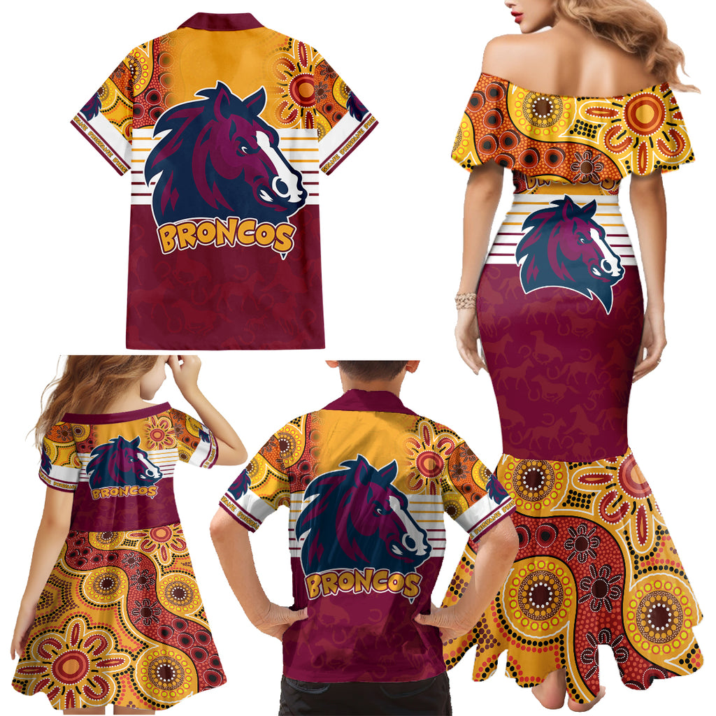 nrl-broncos-champions-2023-family-matching-mermaid-dress-and-hawaiian-shirt-proud-newcastle-aboriginal-vibe