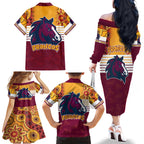 nrl-broncos-champions-2023-family-matching-off-shoulder-long-sleeve-dress-and-hawaiian-shirt-proud-newcastle-aboriginal-vibe