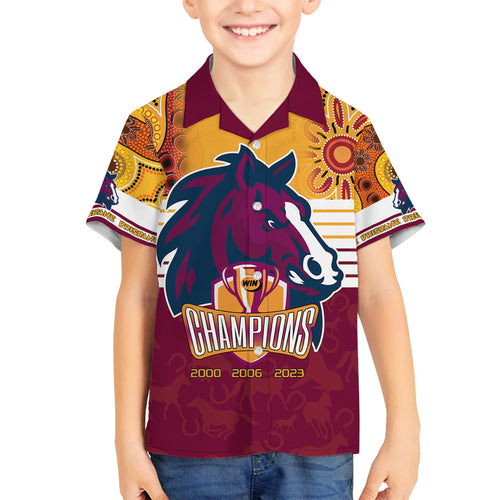 nrl-broncos-champions-2023-family-matching-off-shoulder-long-sleeve-dress-and-hawaiian-shirt-proud-newcastle-aboriginal-vibe