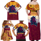 nrl-broncos-champions-2023-family-matching-off-shoulder-maxi-dress-and-hawaiian-shirt-proud-newcastle-aboriginal-vibe