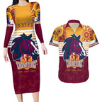 custom-nrl-broncos-champions-2023-couples-matching-long-sleeve-bodycon-dress-and-hawaiian-shirt-proud-newcastle-aboriginal-vibe