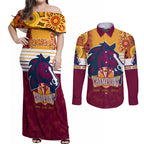 custom-nrl-broncos-champions-2023-couples-matching-off-shoulder-maxi-dress-and-long-sleeve-button-shirts-proud-newcastle-aboriginal-vibe