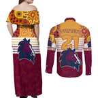 custom-nrl-broncos-champions-2023-couples-matching-off-shoulder-maxi-dress-and-long-sleeve-button-shirts-proud-newcastle-aboriginal-vibe