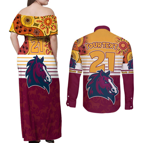 custom-nrl-broncos-champions-2023-couples-matching-off-shoulder-maxi-dress-and-long-sleeve-button-shirts-proud-newcastle-aboriginal-vibe