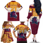custom-nrl-broncos-champions-2023-family-matching-off-shoulder-long-sleeve-dress-and-hawaiian-shirt-proud-newcastle-aboriginal-vibe