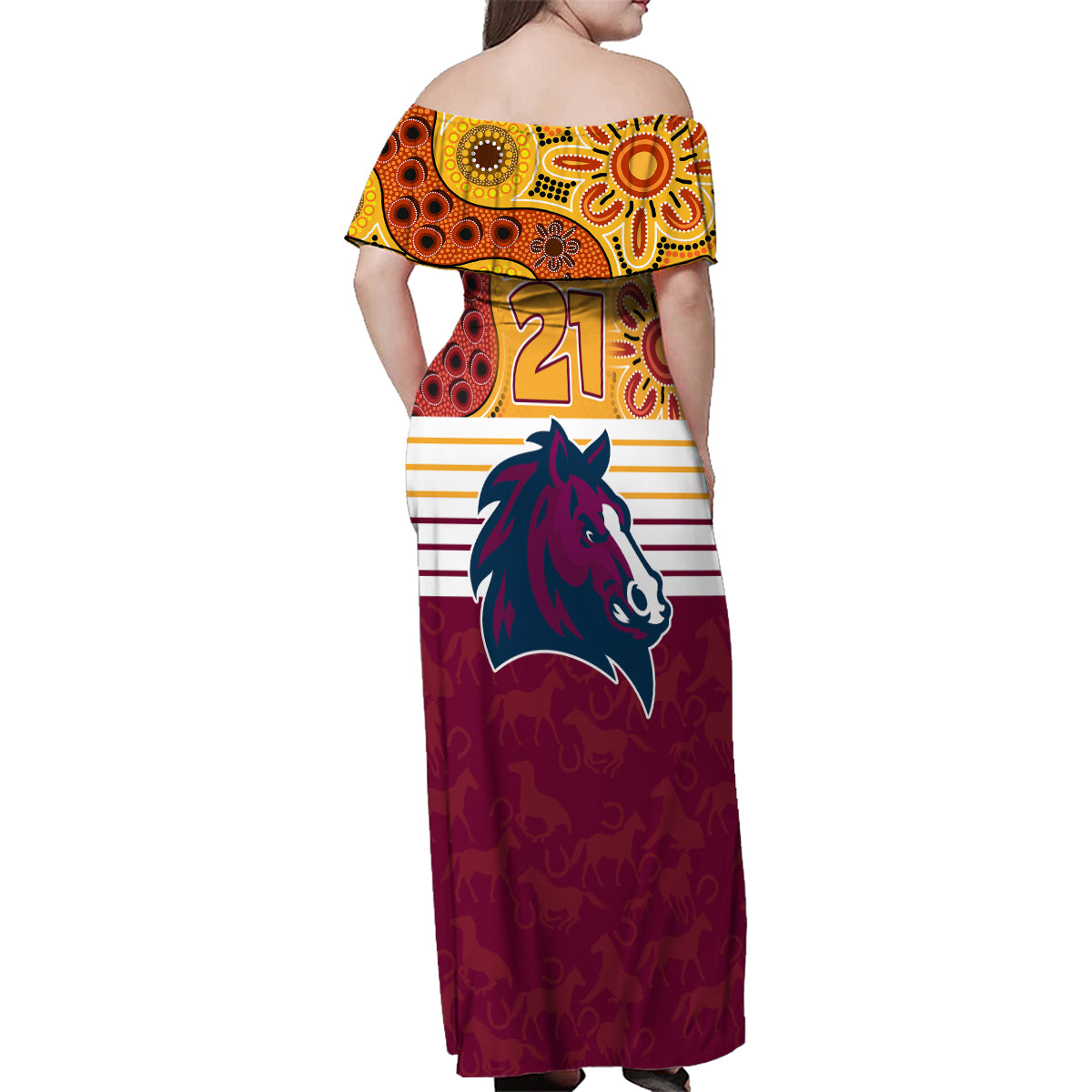 custom-nrl-broncos-champions-2023-family-matching-off-shoulder-maxi-dress-and-hawaiian-shirt-proud-newcastle-aboriginal-vibe