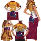 custom-nrl-broncos-champions-2023-family-matching-short-sleeve-bodycon-dress-and-hawaiian-shirt-proud-newcastle-aboriginal-vibe