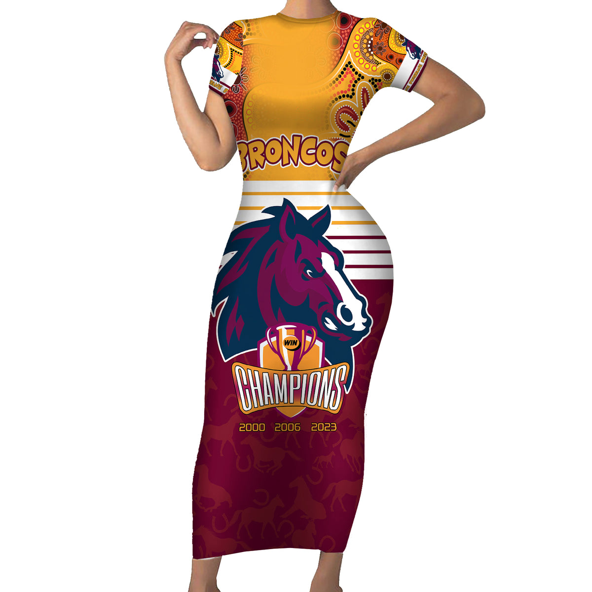custom-nrl-broncos-champions-2023-short-sleeve-bodycon-dress-proud-newcastle-aboriginal-vibe
