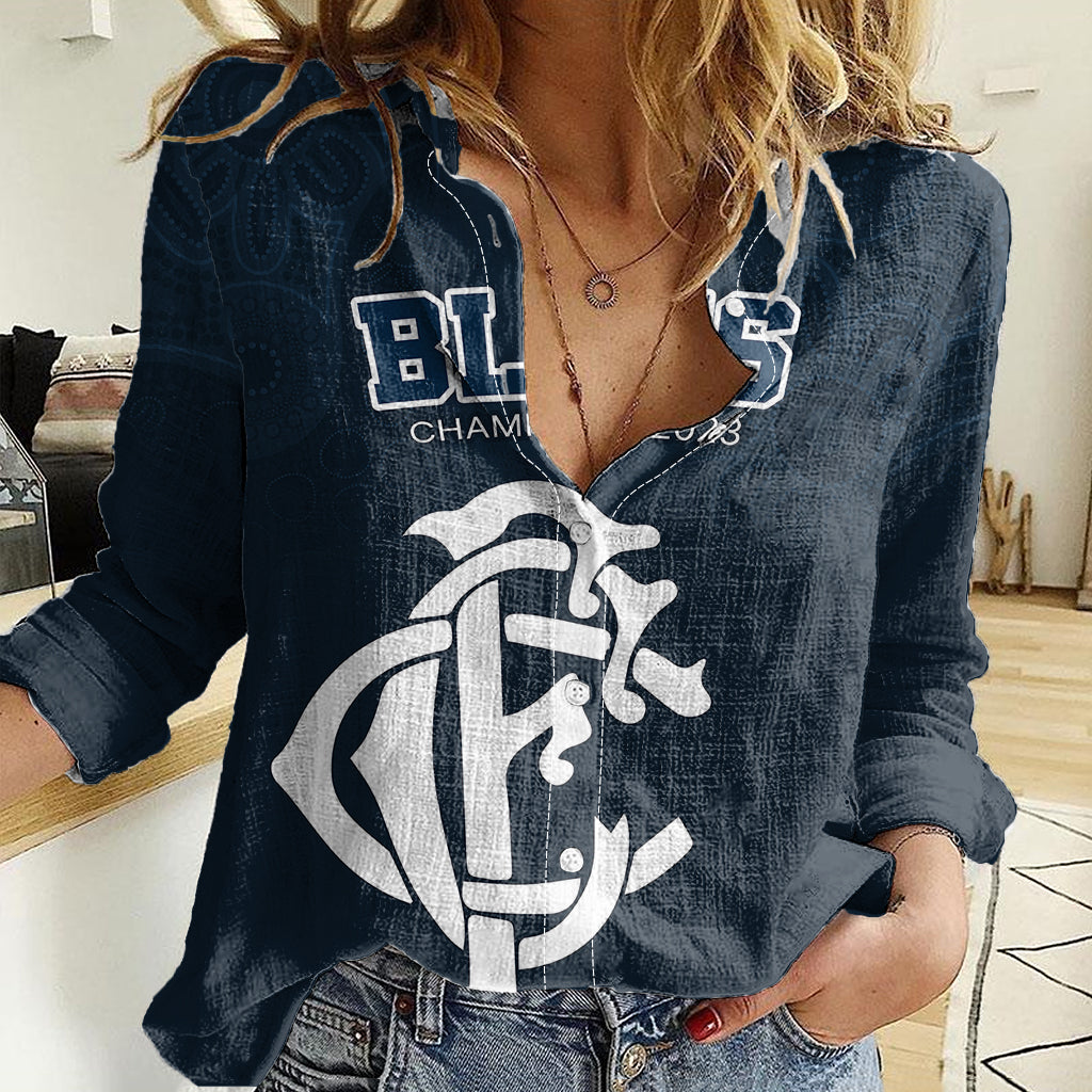 afl-blues-champions-2023-women-casual-shirt-proud-carlton-aboriginal-vibe
