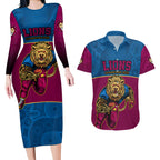 afl-lions-champions-2023-couples-matching-long-sleeve-bodycon-dress-and-hawaiian-shirt-proud-brisbane-aboriginal-vibe