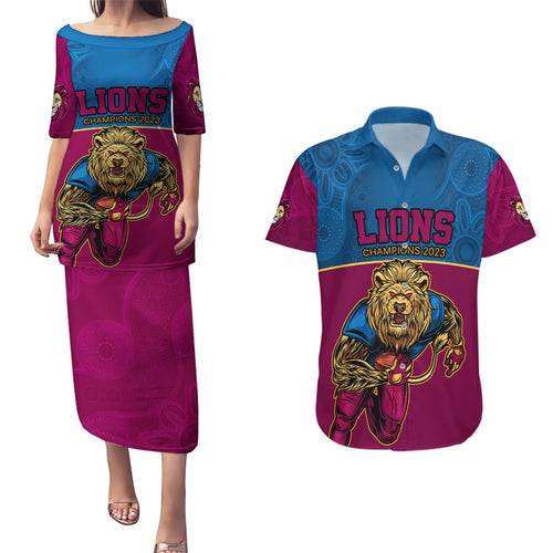 afl-lions-champions-2023-couples-matching-puletasi-dress-and-hawaiian-shirt-proud-brisbane-aboriginal-vibe