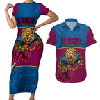 afl-lions-champions-2023-couples-matching-short-sleeve-bodycon-dress-and-hawaiian-shirt-proud-brisbane-aboriginal-vibe