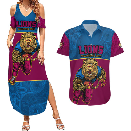 afl-lions-champions-2023-couples-matching-summer-maxi-dress-and-hawaiian-shirt-proud-brisbane-aboriginal-vibe