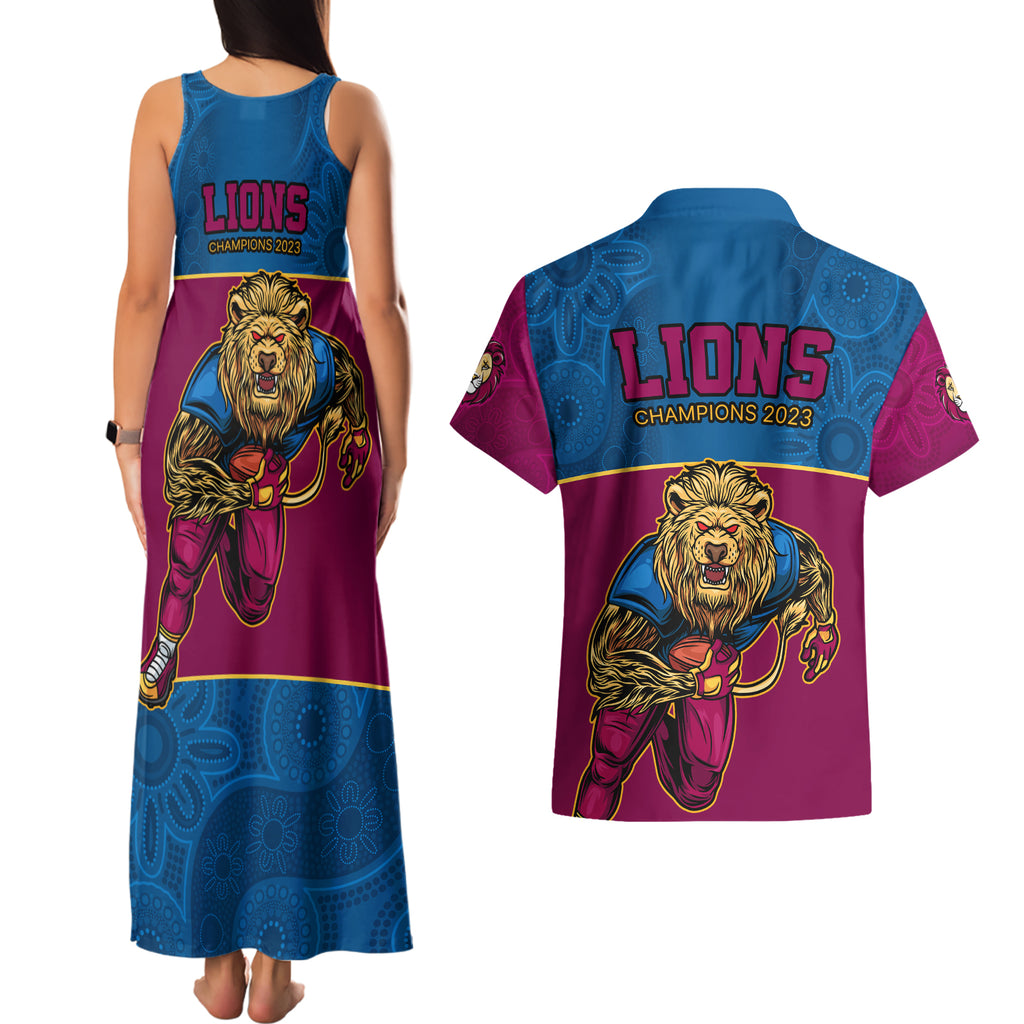 afl-lions-champions-2023-couples-matching-tank-maxi-dress-and-hawaiian-shirt-proud-brisbane-aboriginal-vibe