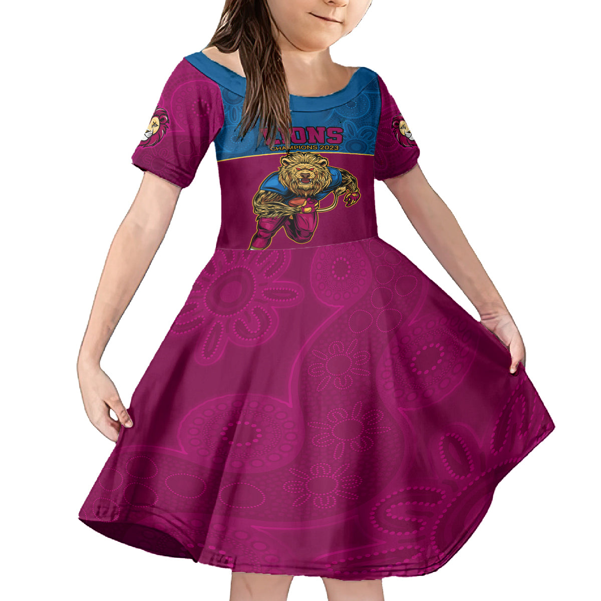afl-lions-champions-2023-kid-short-sleeve-dress-proud-brisbane-aboriginal-vibe